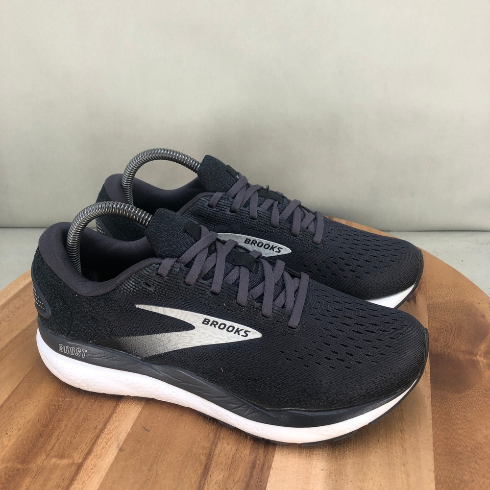Brooks Ghost 16 Womens Running Shoes Black Grey Lightweight Size 9 Wide D
